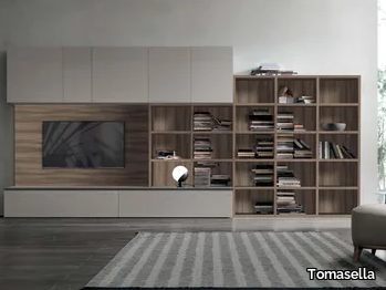 ATLANTE UNIT AT215 - Freestanding wooden TV wall system _ Tomasella