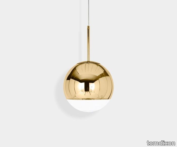 Mirror Ball LED Pendant Gold 25cm