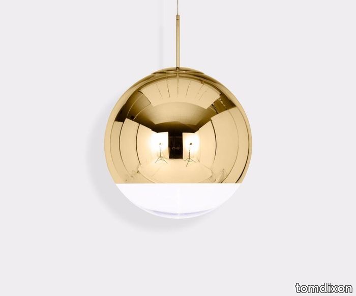 Mirror Ball LED Pendant Gold 50cm