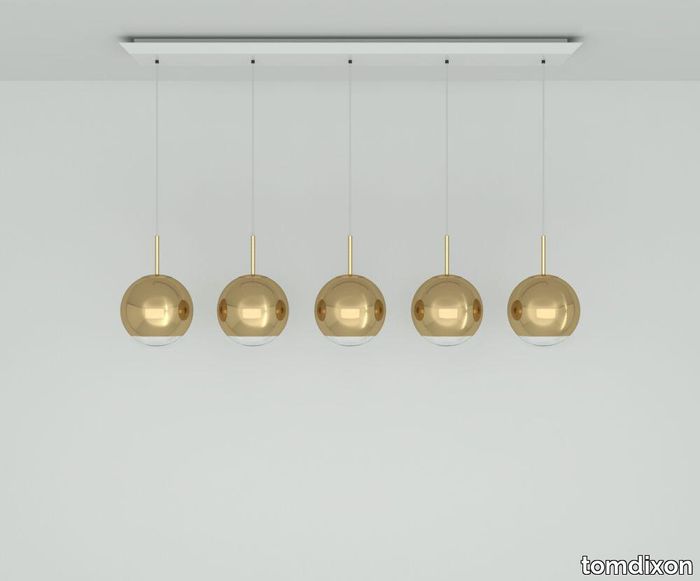 Mirror Ball LED Gold 25cm Linear Pendant System