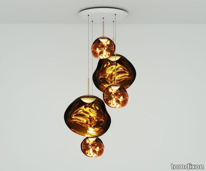 Melt LED Gold Large Round Pendant System