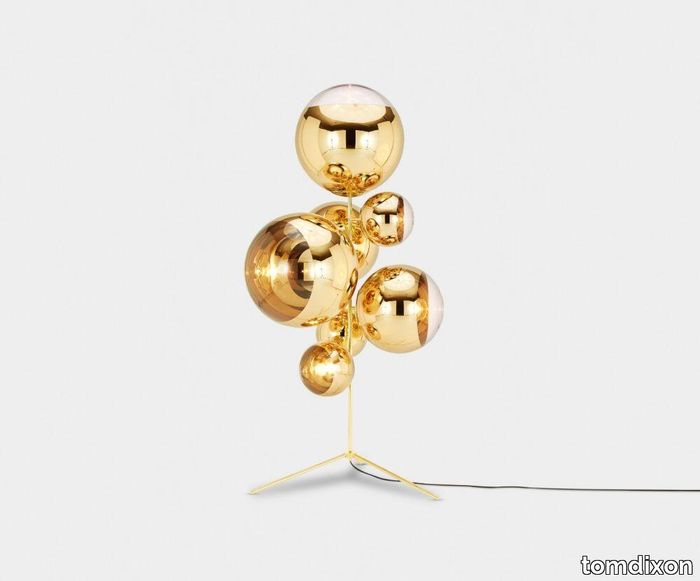 Mirror Ball Stand Chandelier Gold