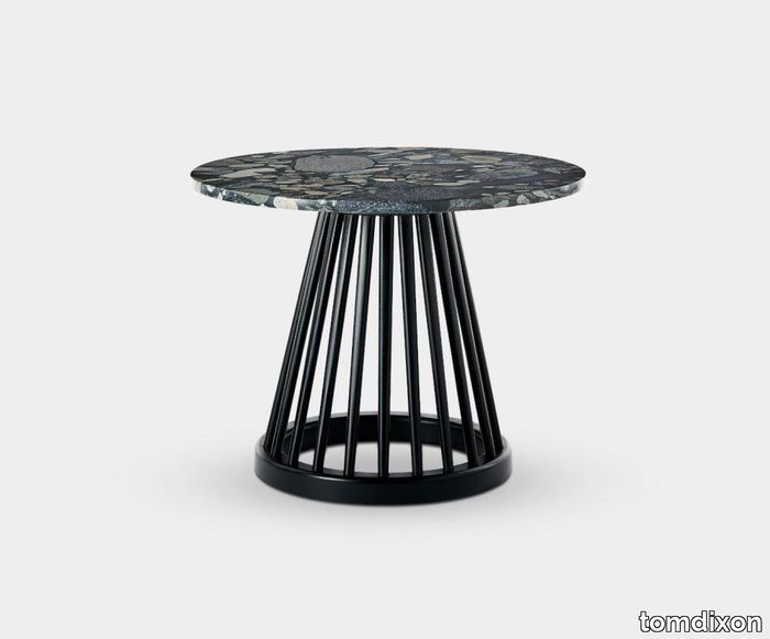 Fan Table Black Pebble Marble