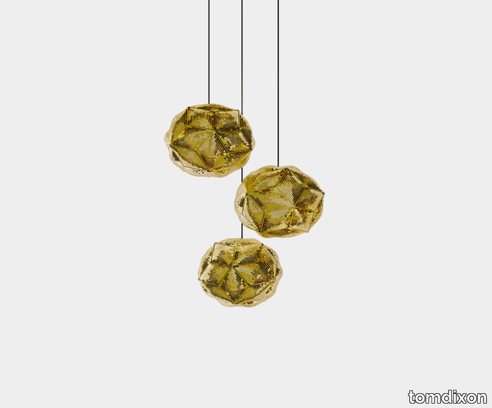 Puff Pendant System Round Trio Brass LED