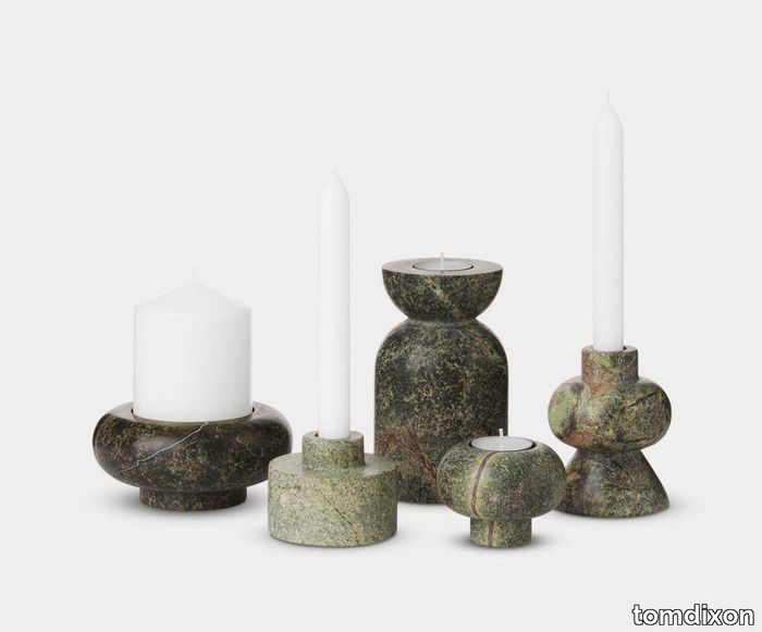 Stone Stacking Candleholder Green