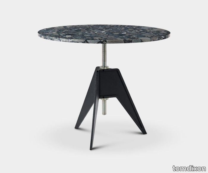 Screw Cafe Table Pebble Marble Top 900mm