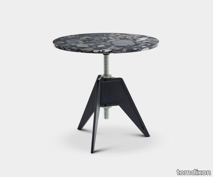 Screw Side Table Pebble Marble Top 600mm