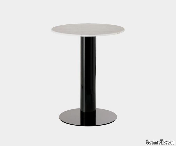 Tube Dining Table Black White Marble Top 600mm