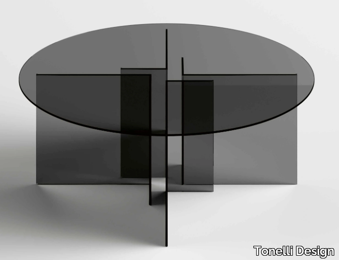 THRIM - Round tempered glass table _ Tonelli Design