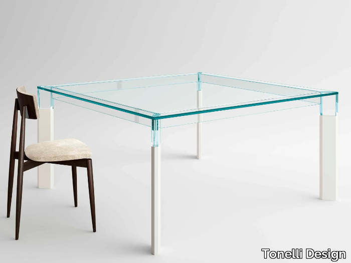 PERSEO - Square wood and glass dining table _ Tonelli Design