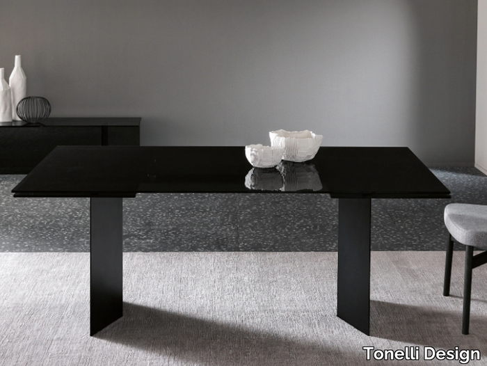 T-AB - Extending rectangular glass and metal table _ Tonelli Design