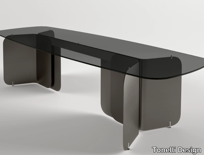 PLEAT - Rectangular glass table _ Tonelli Design