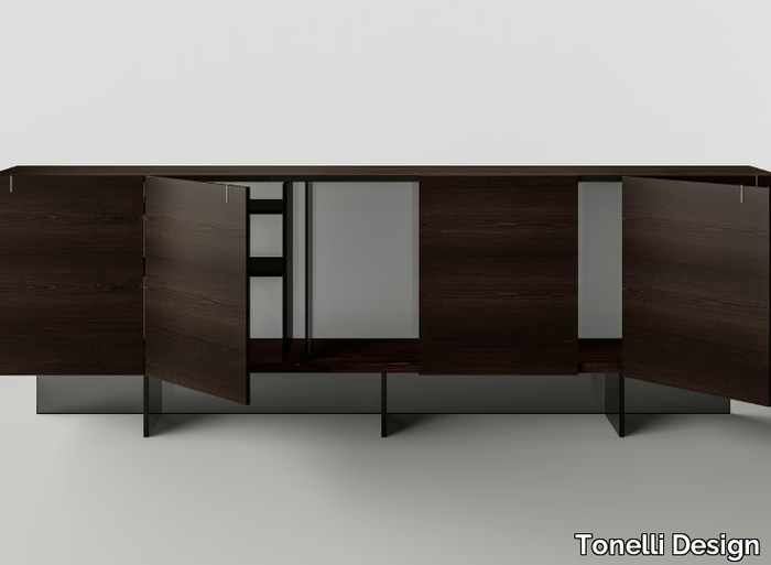 MAJOR - Wood and glass sideboard with doors and sliding doors _ Tonelli Design