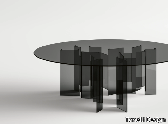 METROPOLIS XXL - Round tempered glass table _ Tonelli Design