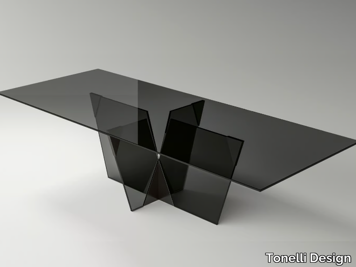 CROSSOVER - Rectangular glass table _ Tonelli Design