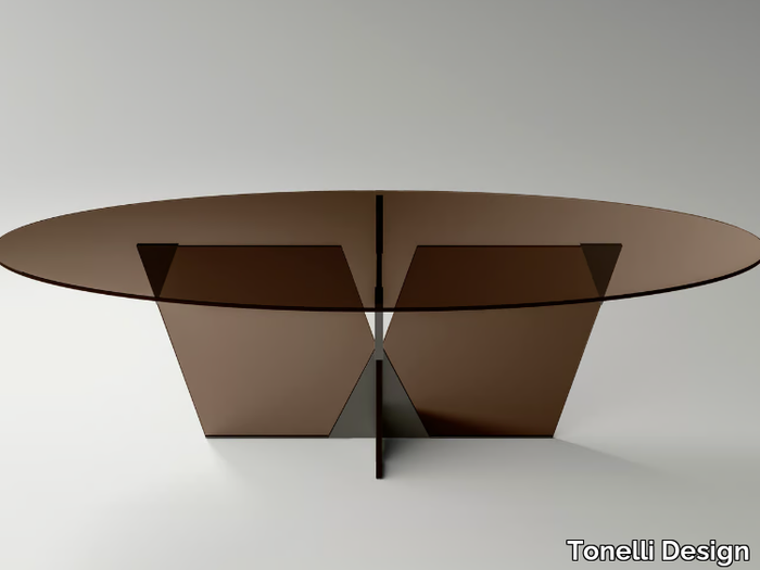 CROSSOVER - Oval glass table _ Tonelli Design