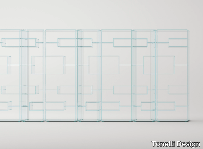 LIBER - Open modular tempered glass bookcase _ Tonelli Design