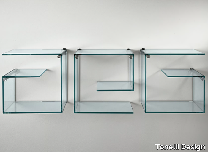 ALFABETA - Wall-mounted glass bookcase _ Tonelli Design