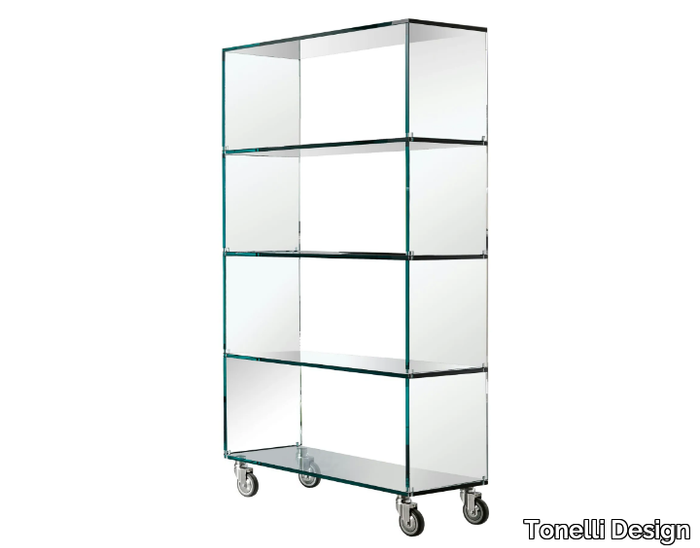 LIBRERIA - Glass bookcase with casters _ Tonelli Design