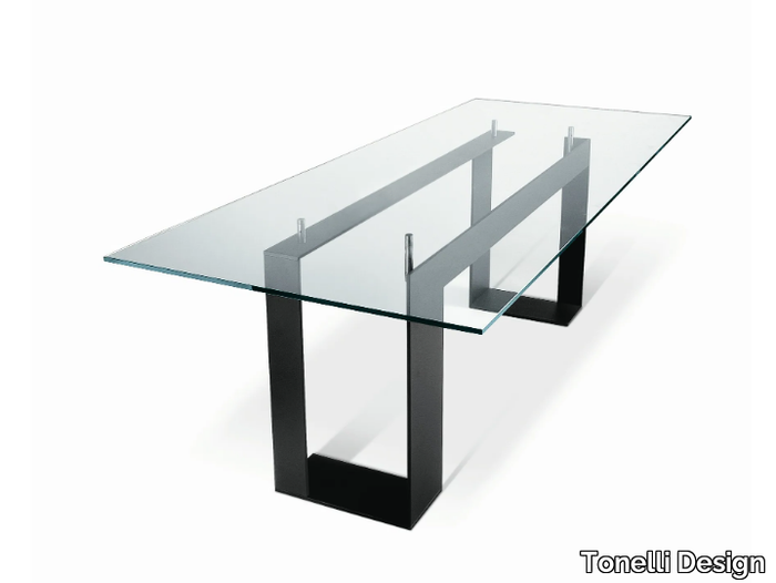 MILES - Rectangular glass table _ Tonelli Design