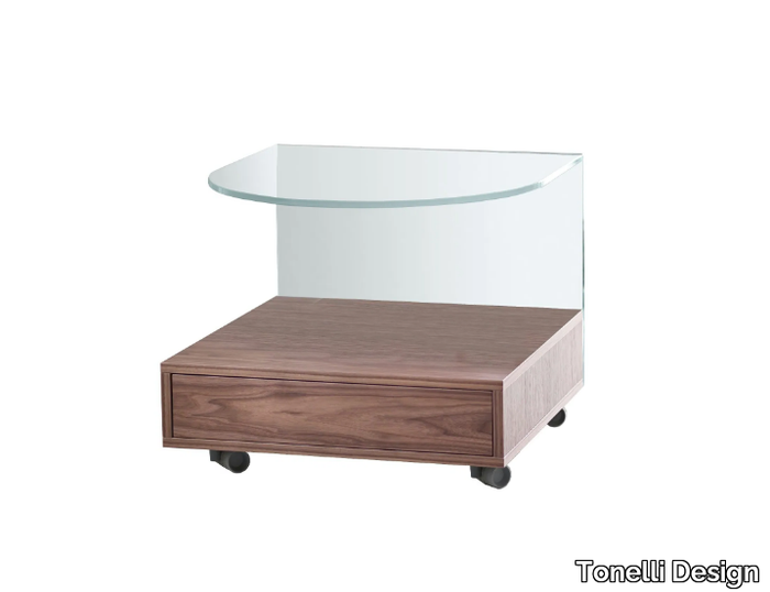 ROLLO - Glass bedside table with castors _ Tonelli Design