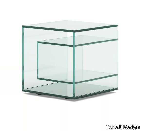 LIBER E - Square glass bedside table _ Tonelli Design