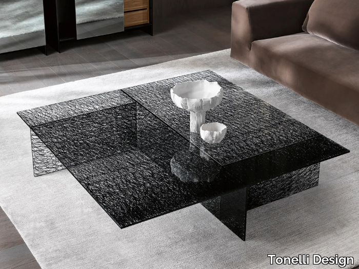 SESTANTE - Square glass coffee table _ Tonelli Design