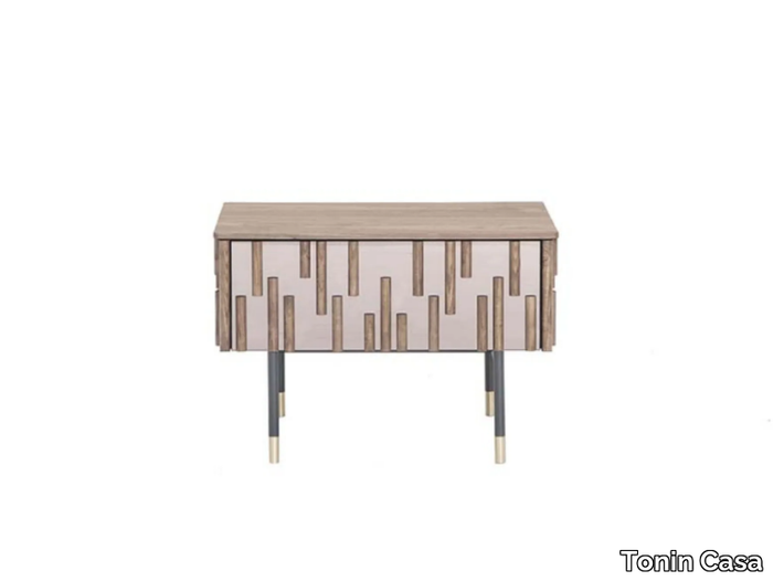 DROPS - Wood and glass bedside table with drawers _ Tonin Casa