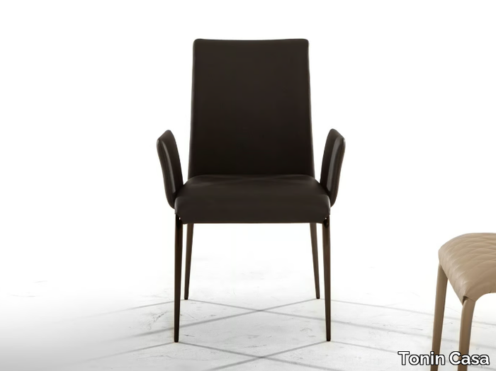 KOSMOS - Upholstered leather chair with armrests _ Tonin Casa