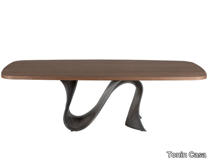 WAVE - Rectangular walnut table with Baydur® base _ Tonin Casa