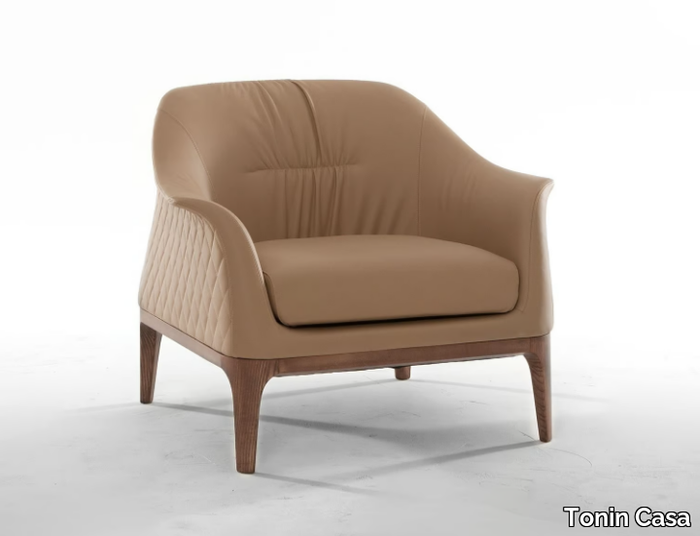 TIFFANY - Upholstered leather armchair with armrests _ Tonin Casa