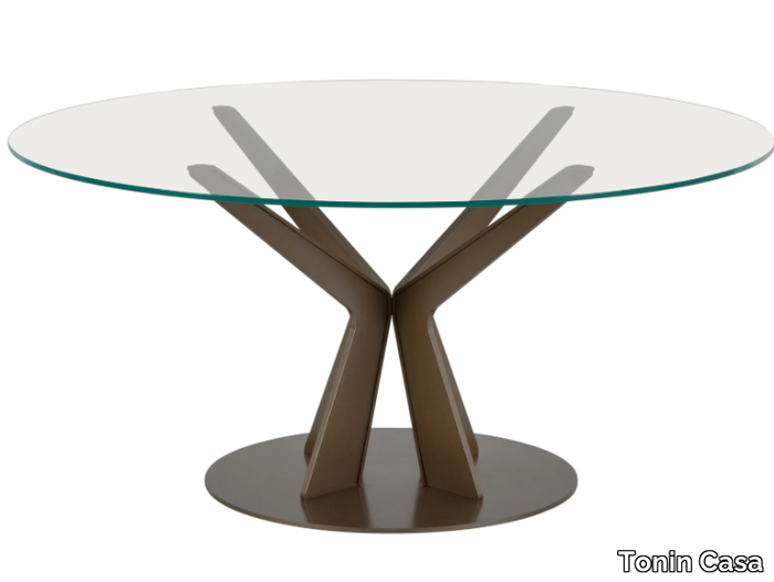 TREE - Round glass table with metal base _ Tonin Casa