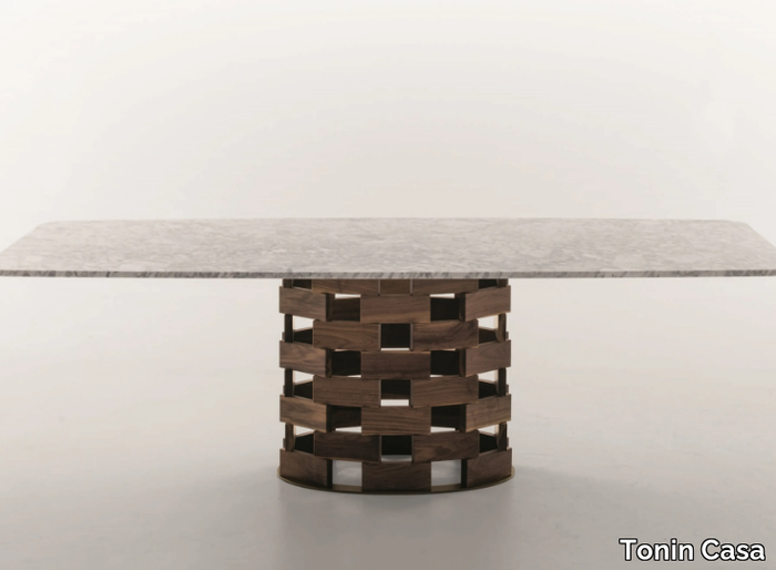 COLOSSEO - Rectangular porcelain stoneware table with walnut base _ Tonin Casa