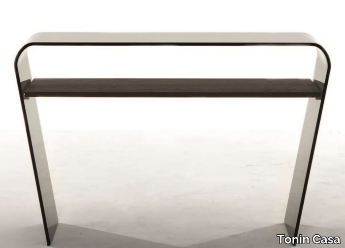 ALTAMURA - Rectangular glass console table with shelving _ Tonin Casa