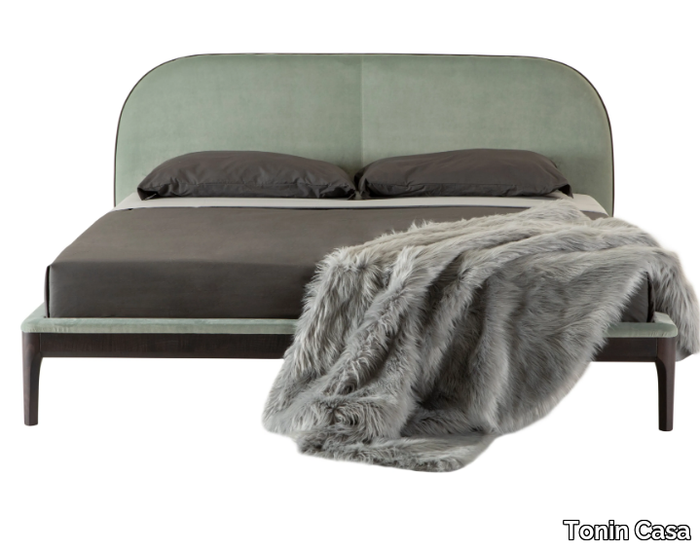 BERNINI - Velvet double bed with upholstered headboard _ Tonin Casa