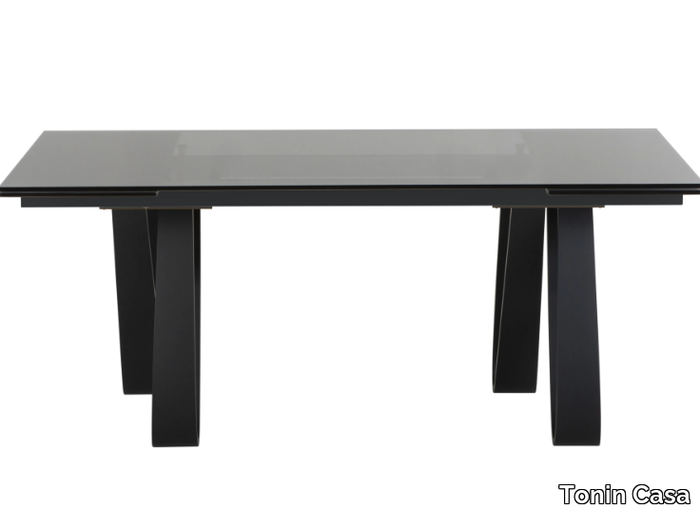 BUTTERFLY - Extending rectangular wood and glass table _ Tonin Casa