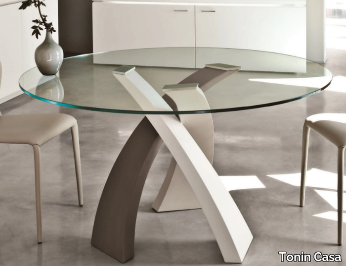 ELISEO - Round glass table _ Tonin Casa