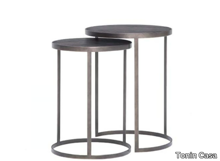 HAMMER - Round wooden high side table _ Tonin Casa