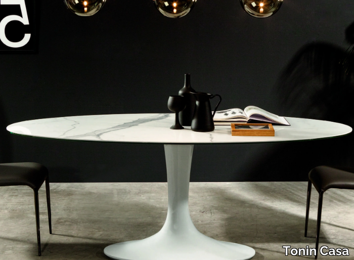 IMPERIAL - Oval porcelain stoneware table _ Tonin Casa