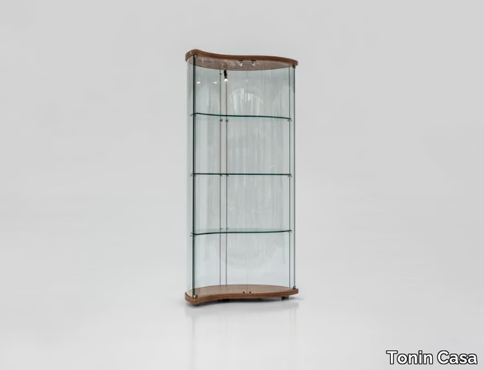 OREGINA - Wood and glass display cabinet with integrated lighting _ Tonin Casa