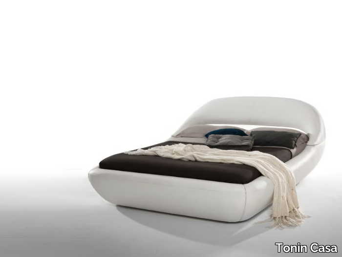 SLEEPY - Upholstered leather double bed _ Tonin Casa