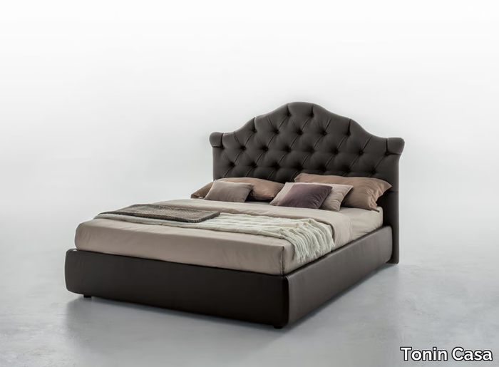 VENEZIANO - Leather double bed with tufted headboard _ Tonin Casa