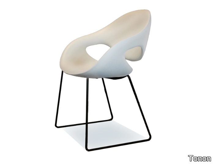 Moon - Integral polyurethane foam chair with metal sled base _ Tonon