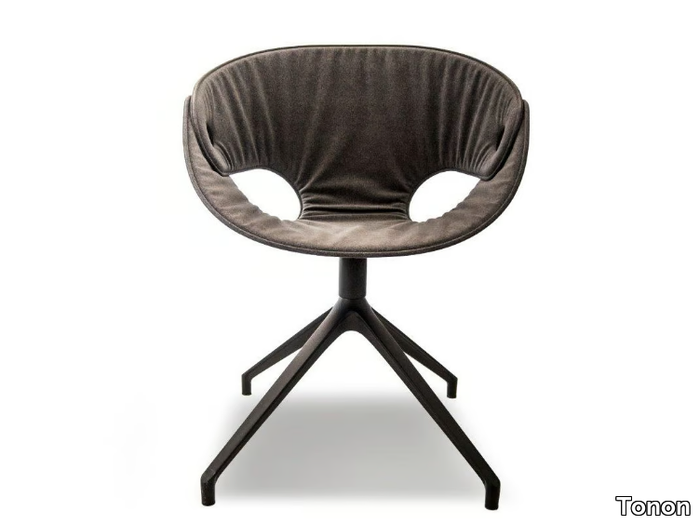 FL@T - Upholstered trestle-based fabric chair with armrests _ Tonon