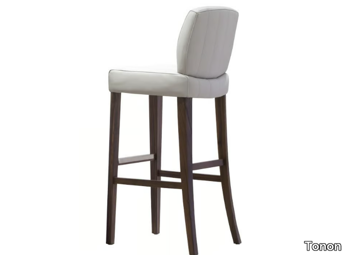 GALLANT - High upholstered leather stool with back _ Tonon