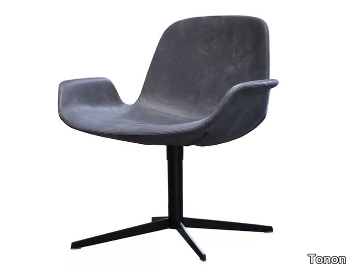 STEP - Swivel upholstered leather easy chair _ Tonon