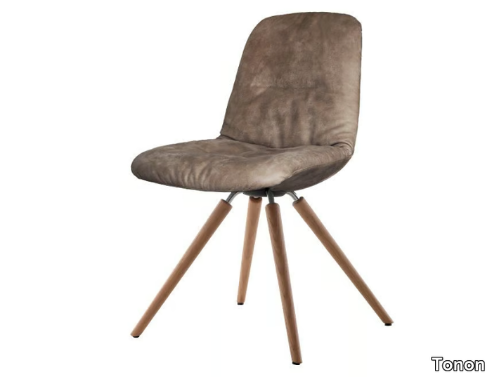 STEP SOFT UPHOLSTERED - Upholstered leather or fabric chair with wooden base _ Tonon