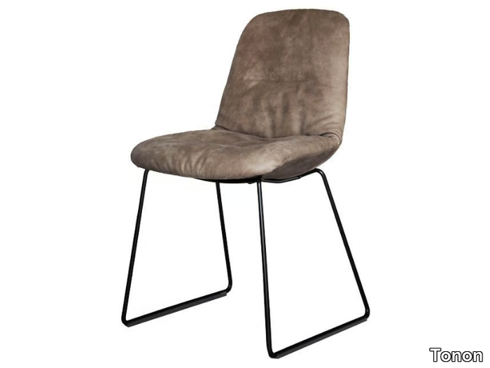 STEP SOFT UPHOLSTERED - Sled base upholstered leather or fabric chair _ Tonon