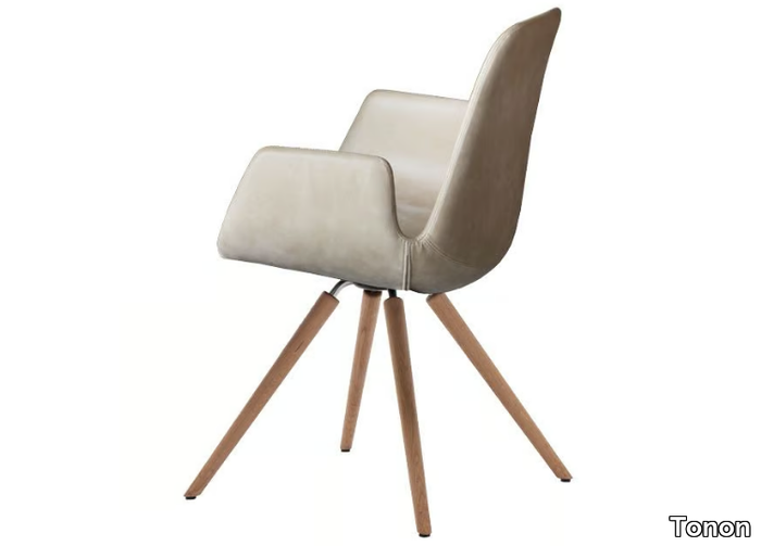 STEP UPHOLSTERED - Upholstered chair with wooden legs _ Tonon