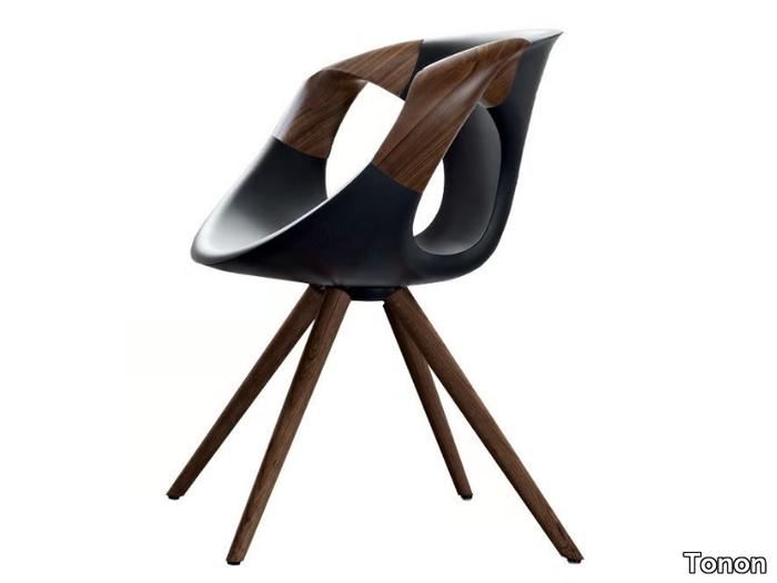 UP WOOD - Trestle-based leather chair _ Tonon